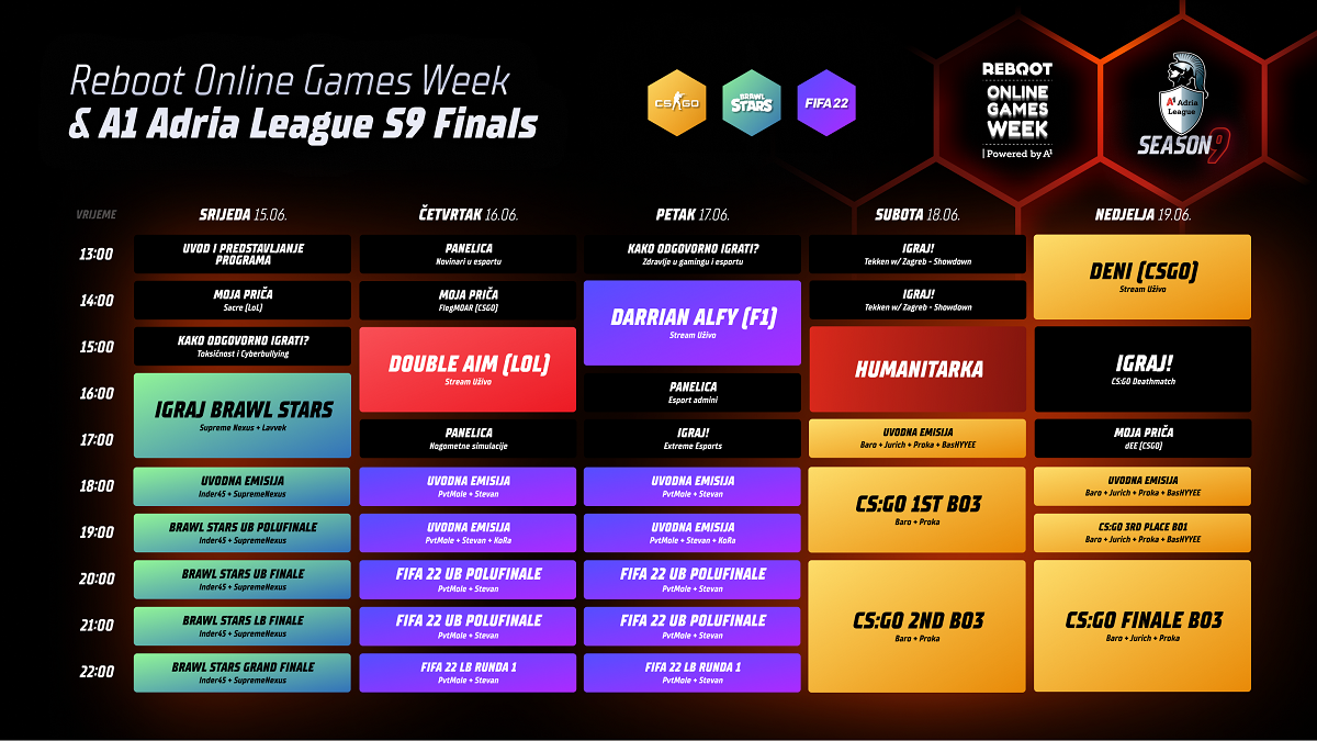 Reboot Online Games Week schedule